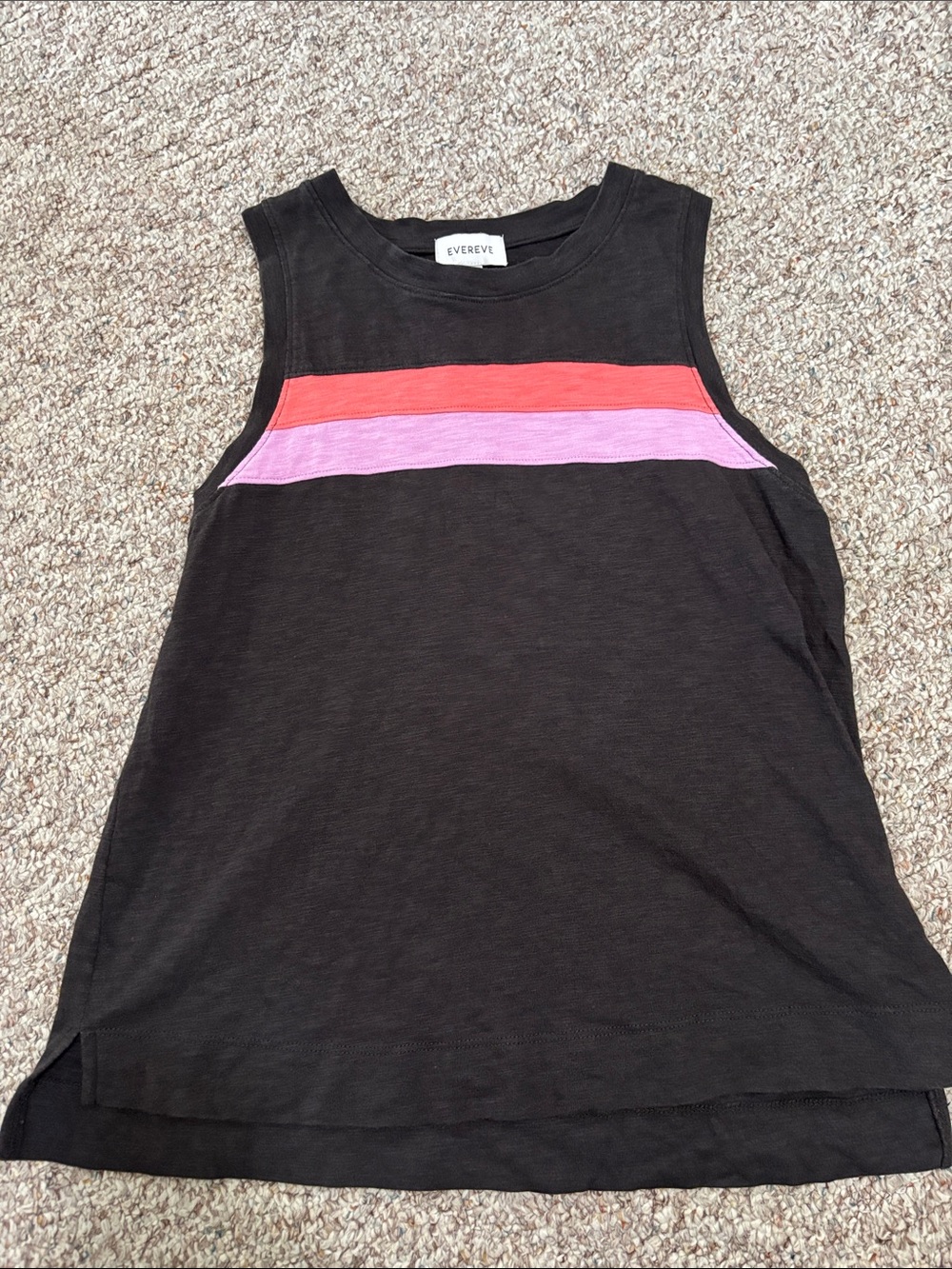 Evereve Black Tank with Pink & Coral Stripe Detail